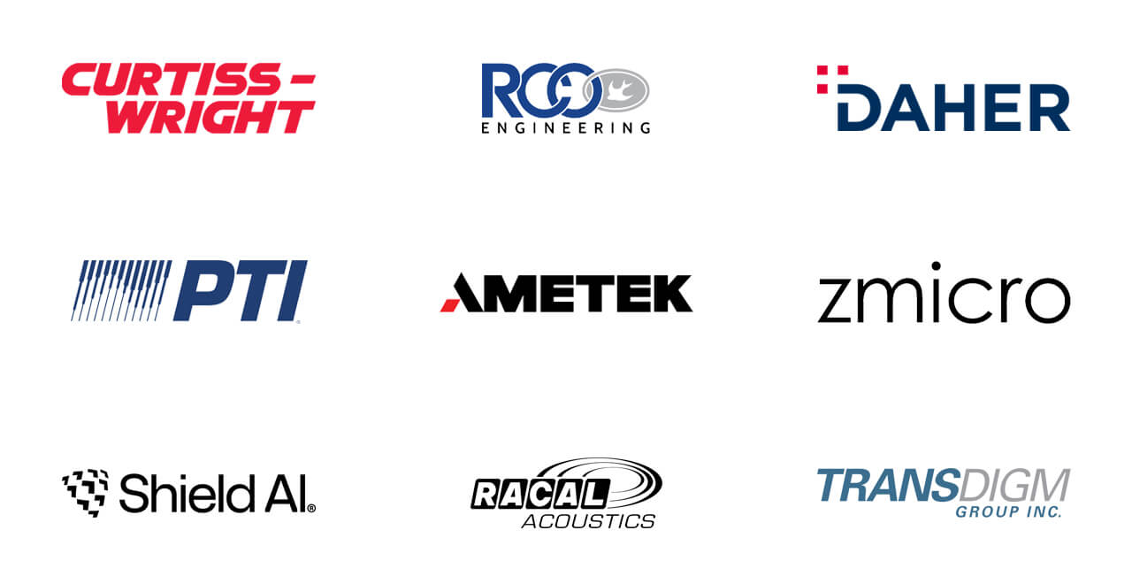 A montage of aerospace and defence manufacturer logos